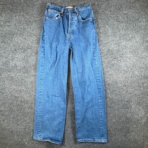 Levi's Ribcage Ankle Jeans Women's 26 Blue Denim Button Fly Straight Leg Outdoor